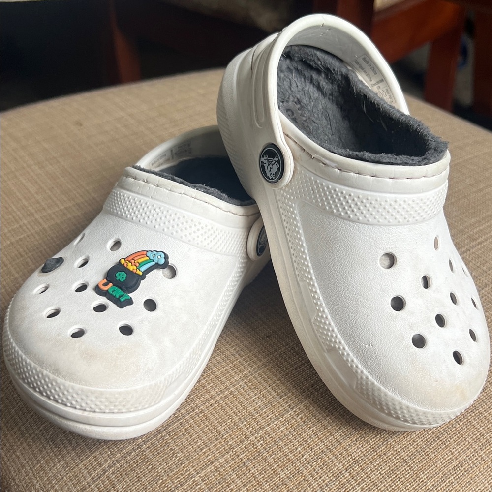 CROCS White Clogs with Colorful Charm